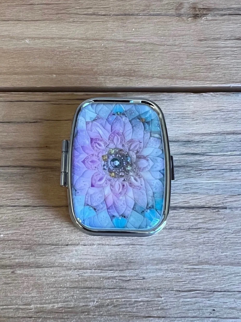 Floral Pastel Purse Pill Box/Travel Jewelry-Pinks Blues and Greens